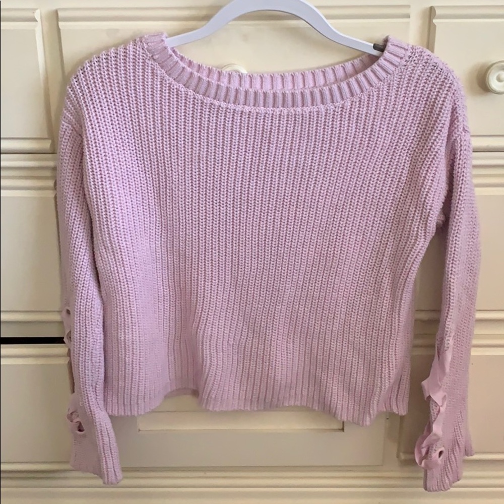 Garage pink sweater with design on sleeves